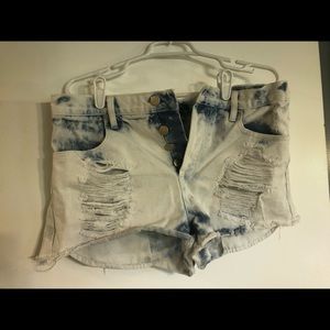 High-Waisted Bleached Shorts